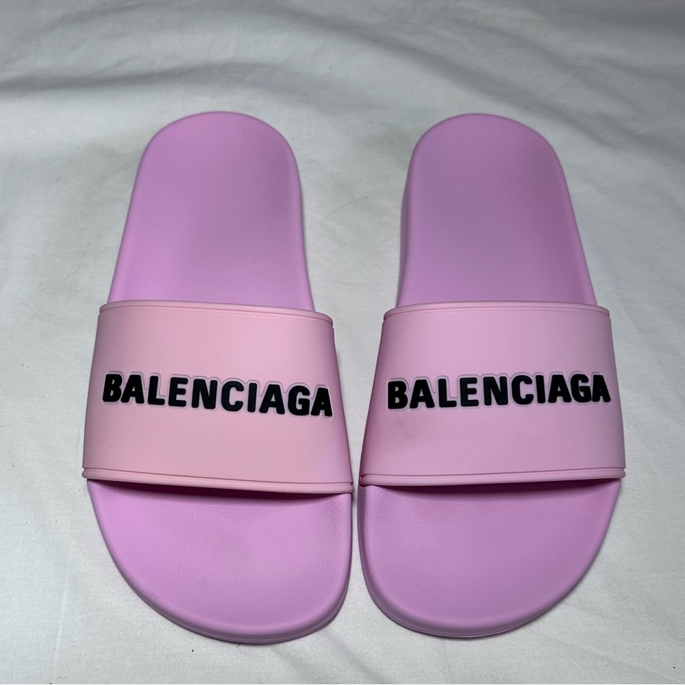 Balenciaga | Pink Pool Slides Logo Sandals | 36 - Picture 4 of 11